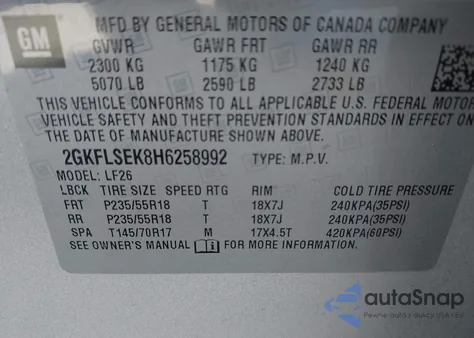 2017 GMC Terrain Sle-1 from USA, damaged, VIN 2GKFLSEK8H6258992